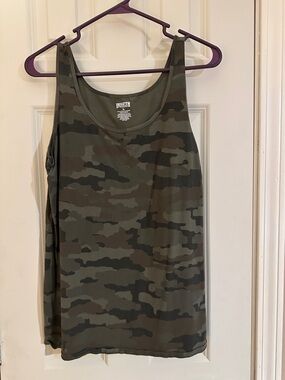 Camo Tank Top - Olive Green Sleeveless Top Duluth